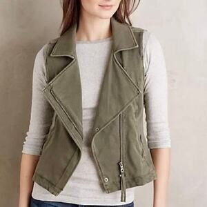 Anthropologie Marrakech Olive Green Moto Vest - Size Small